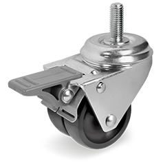 Polyamide 6 twin wheels, swivel stem bracket for high carrying capacity with brake