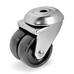 Polyamide 6 twin wheels, swivel bolt hole bracket for high carrying capacity