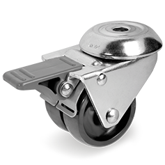 Polyamide 6 twin wheels, swivel bolt hole bracket for high carrying capacity with brake