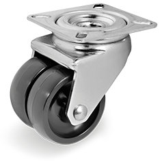 Polyamide 6 twin wheels, swivel top plate bracket for high carrying capacity