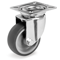 Thermoplastic rubber wheels, polypropylene centre, swivel top plate bracket