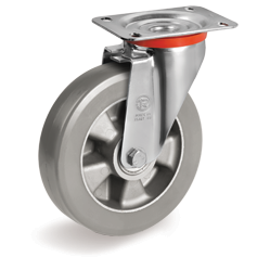 ESD "TR Roll" polyurethane wheels, electrical resistance <10^9 Ohm, swivel top plate bracket NL