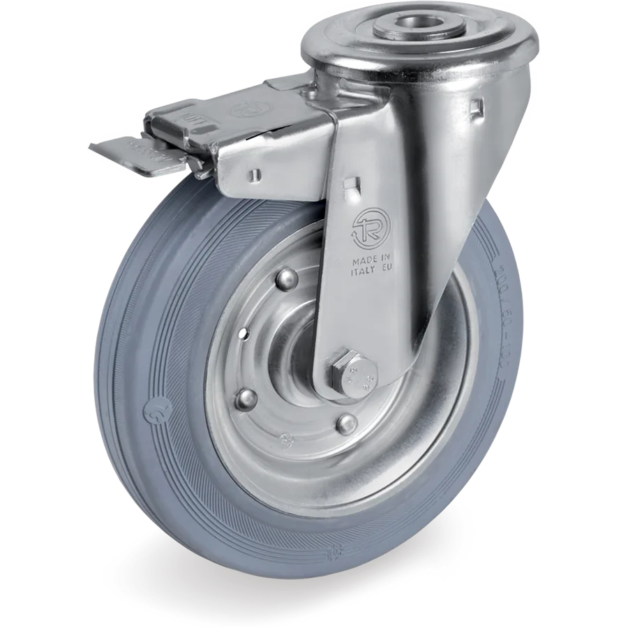 Tellure Rôta 235602 – Rueda giratoria de goma Ø100×30 mm con freno