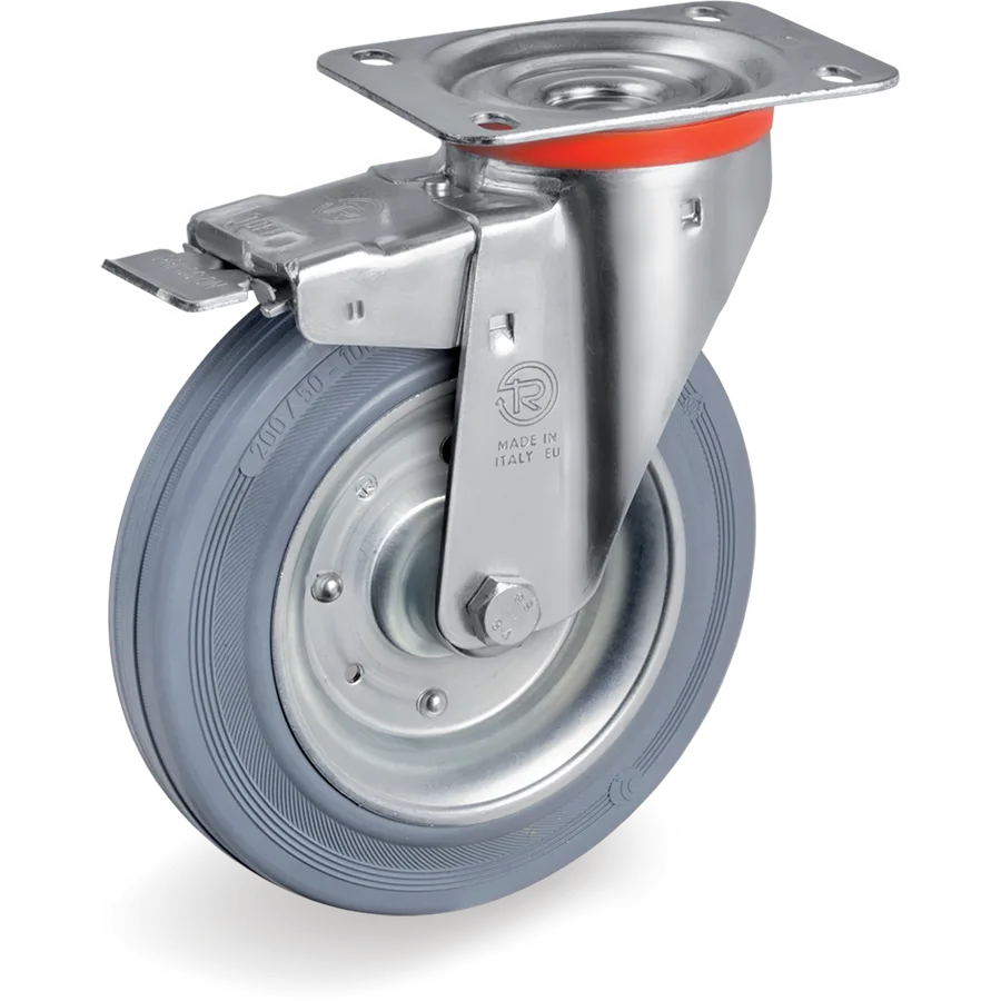 Tellure Rôta 235210 – Rueda giratoria de goma Ø160×40 mm con freno