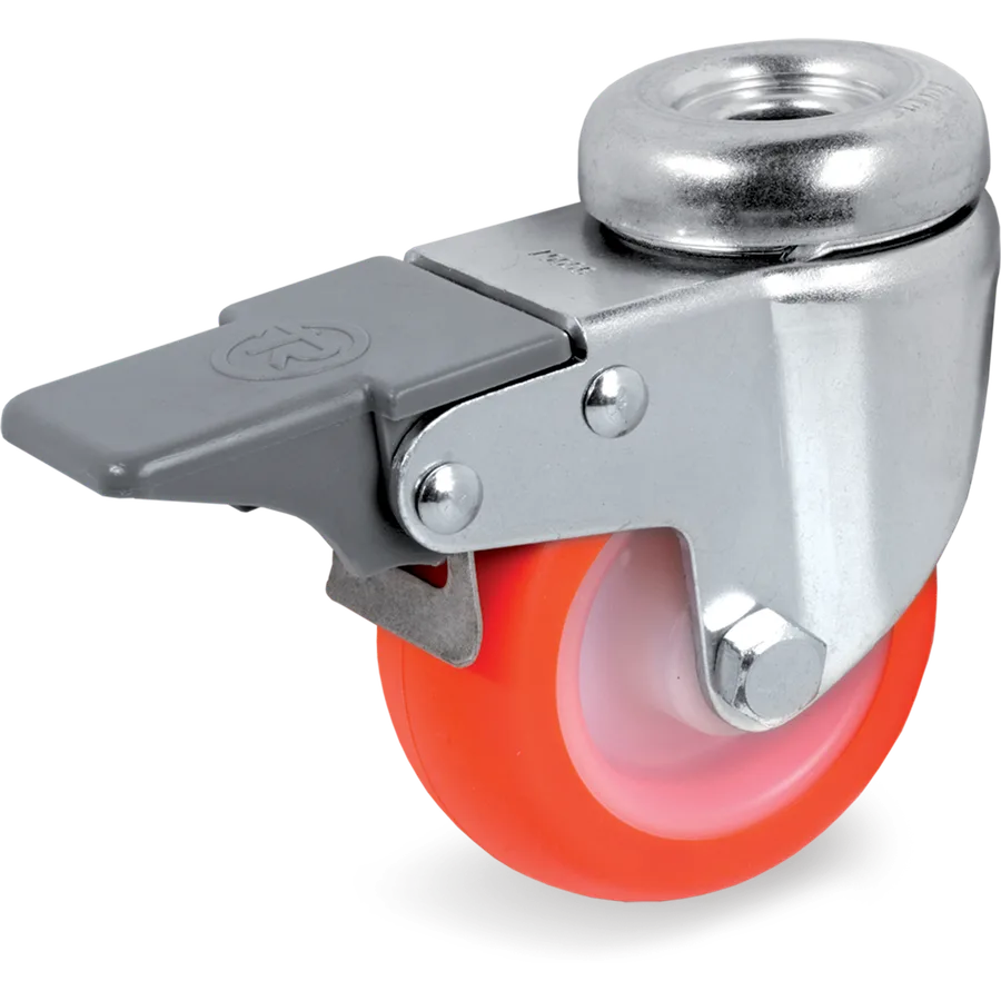Tellure Rôta 367102 – Rueda giratoria de poliuretano termoplástico Ø50×18 mm con freno