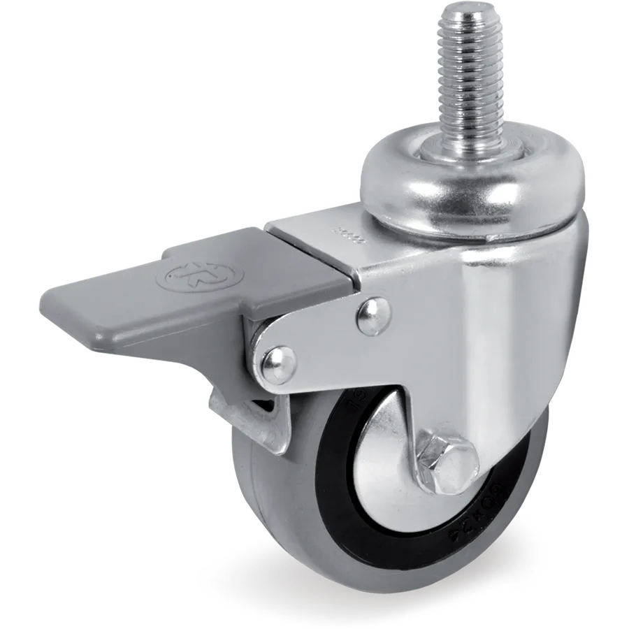 Tellure Rôta 379100 – Rueda giratoria de goma Ø40×18 mm con freno