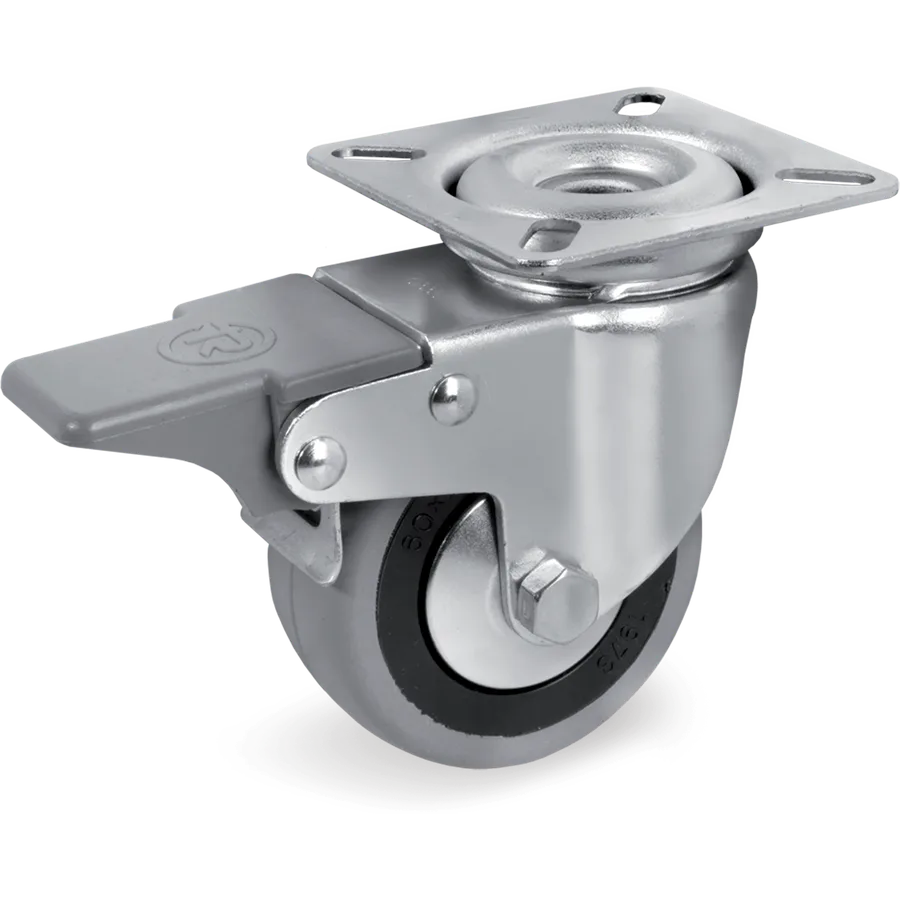 Tellure Rôta 378103 – Rueda giratoria de goma Ø80×24 mm con freno