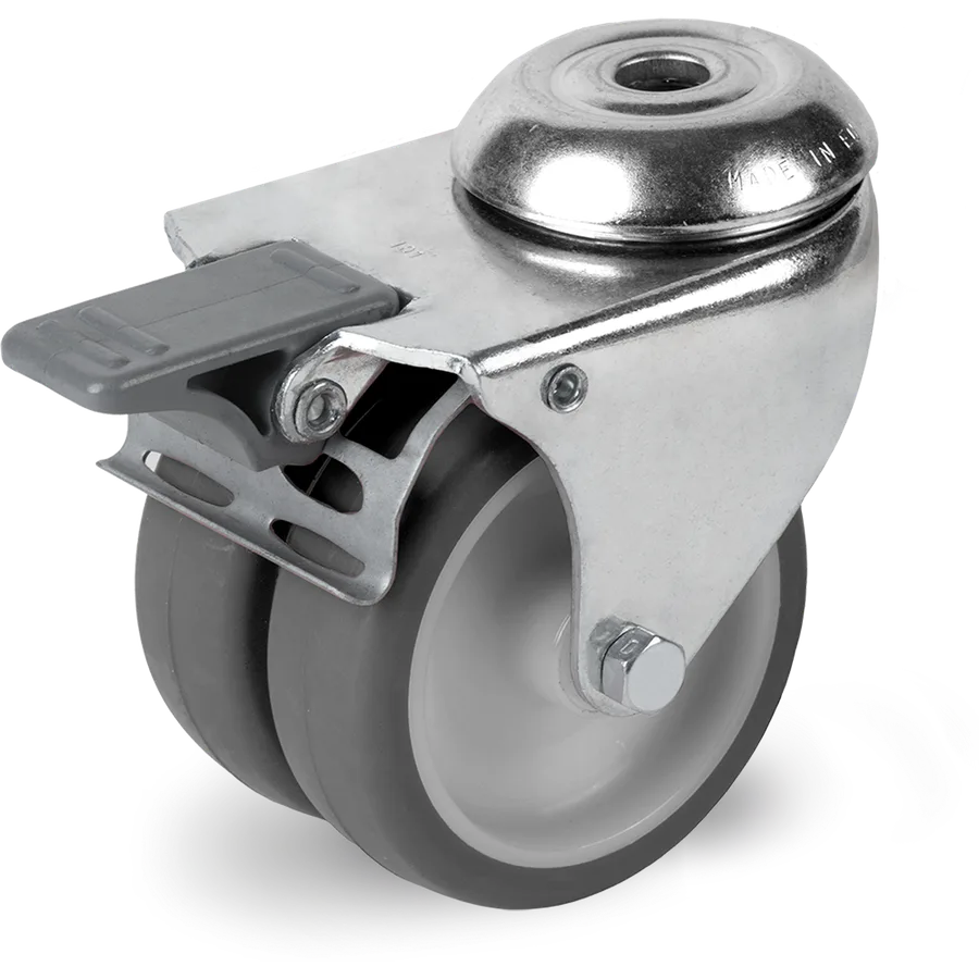 Tellure Rôta 387402 – Rueda giratoria de goma termoplástica Ø50 mm con freno