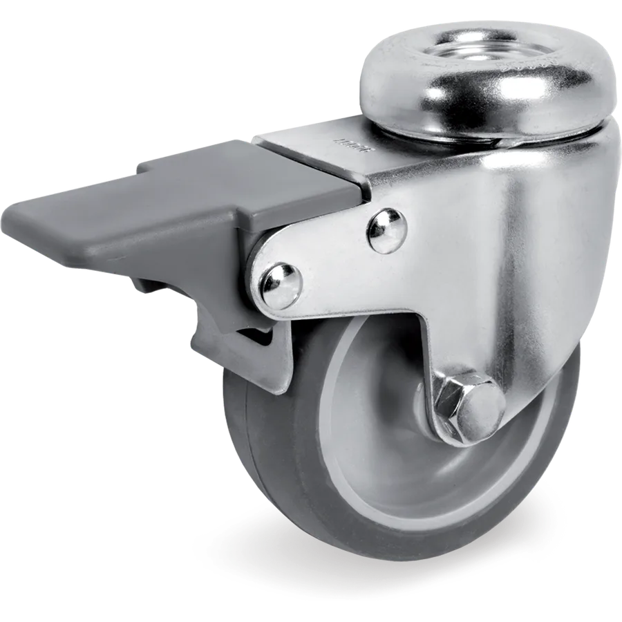 Tellure Rôta 387202 – Rueda giratoria de goma termoplástica Ø60×25 mm con freno