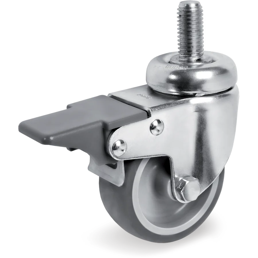 Tellure Rôta 389100 – Rueda giratoria de goma termoplástica Ø40×18 mm con freno