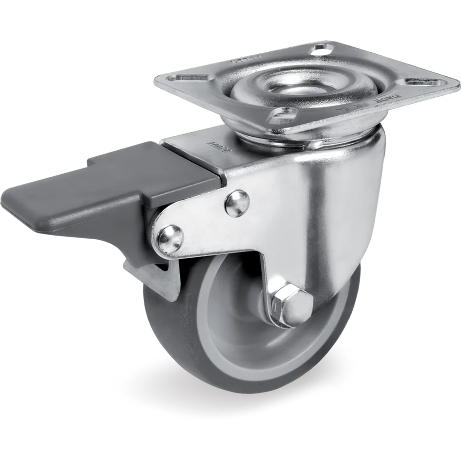Tellure Rôta 388202 – Rueda giratoria de goma termoplástica Ø60×25 mm con freno