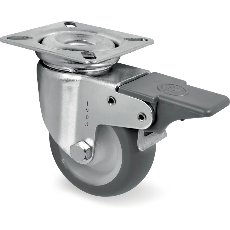 Tellure Rôta 388202NX – Rueda giratoria de goma termoplástica Ø60×25 mm con freno