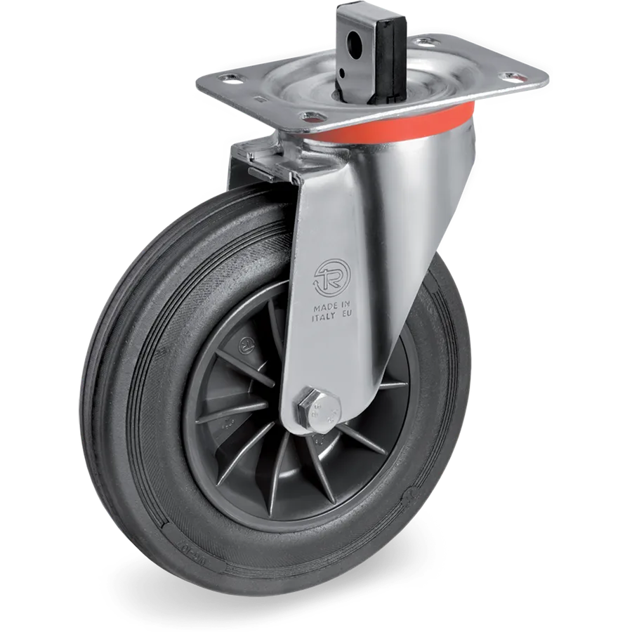 Tellure Rôta 524206 – Rueda giratoria de goma Ø200×50 mm con freno
