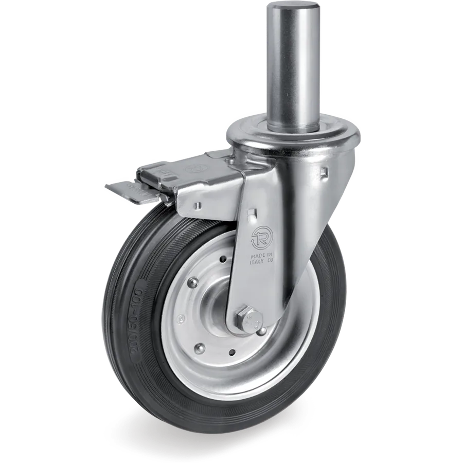 Tellure Rôta 538803 – Rueda giratoria de goma Ø125×37.5 mm con freno