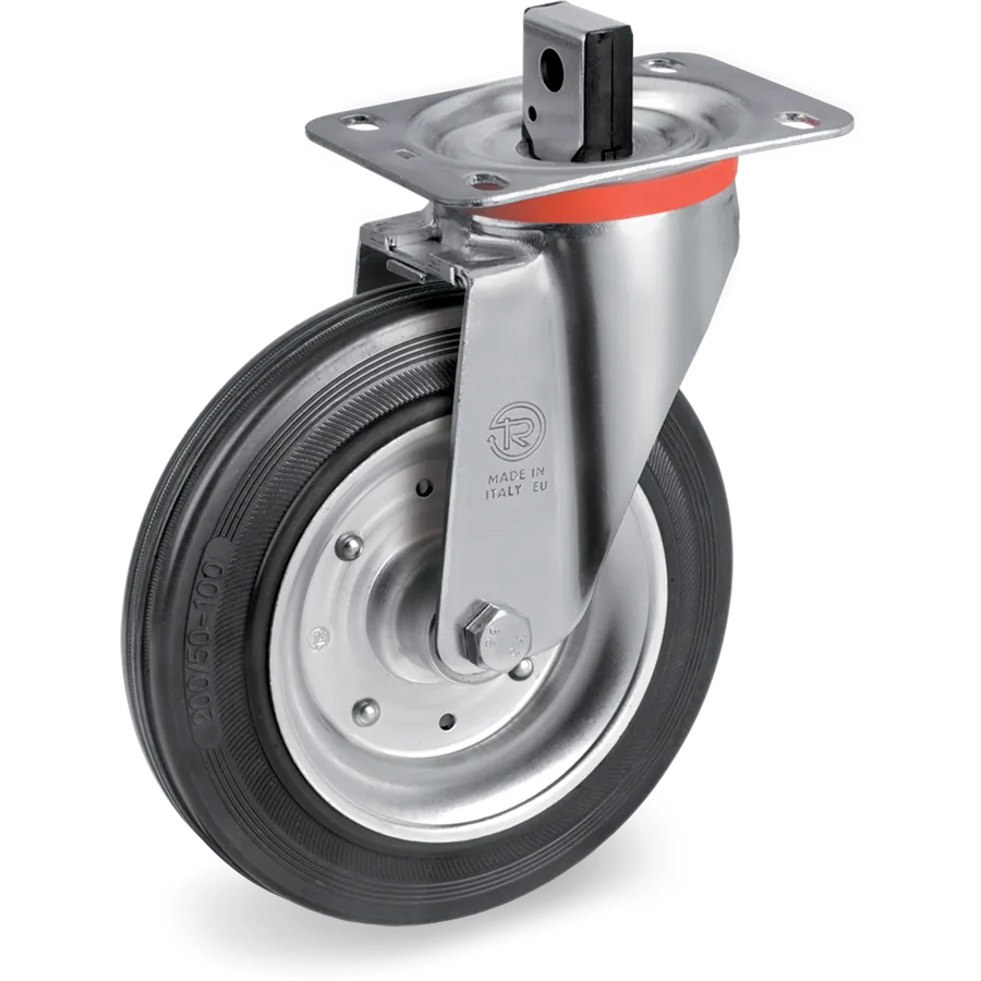 Tellure Rôta 534806 – Rueda giratoria de goma Ø200×50 mm con freno