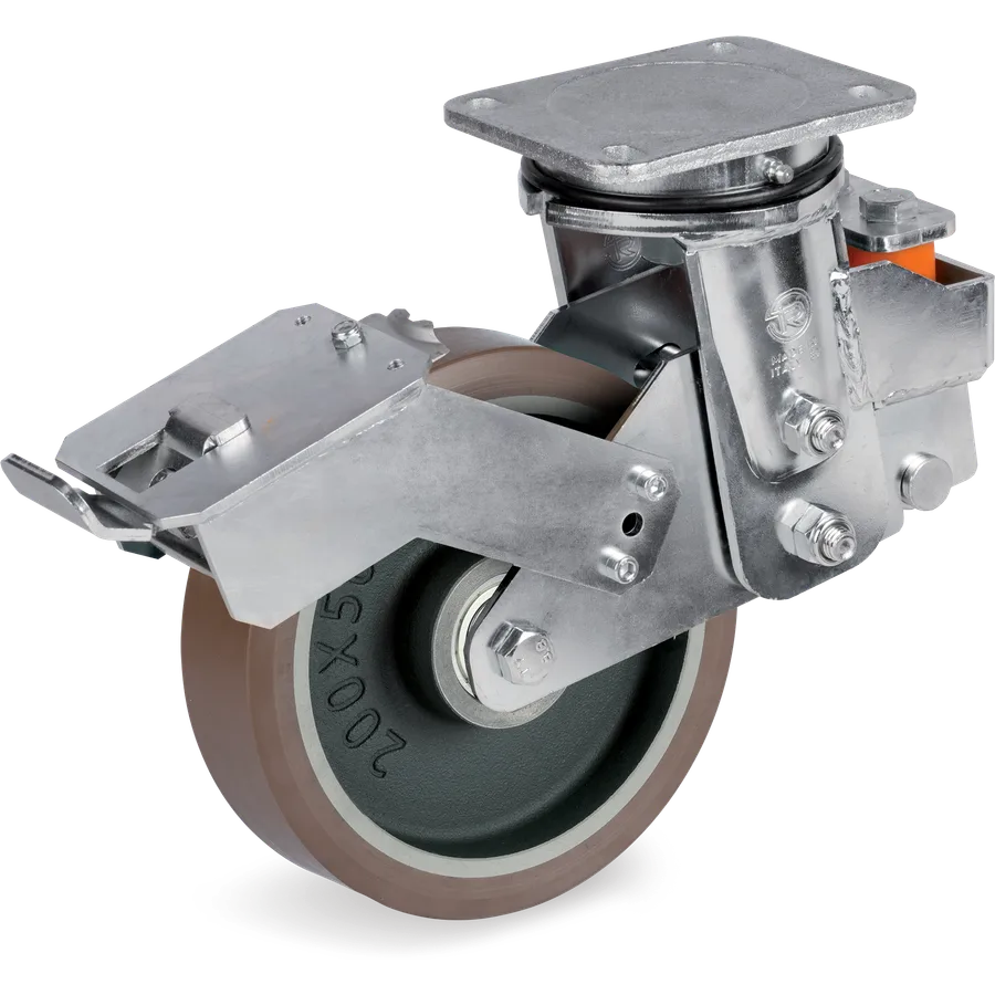 Tellure Rôta 589506 – TR-PowerHigh polyurethane swivel castor Ø200×50 mm with brake