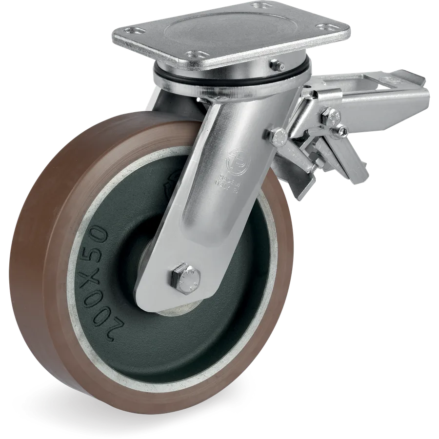 Tellure Rôta 588503 – Rueda giratoria de poliuretano TR-PowerHigh Ø125×50 mm con freno