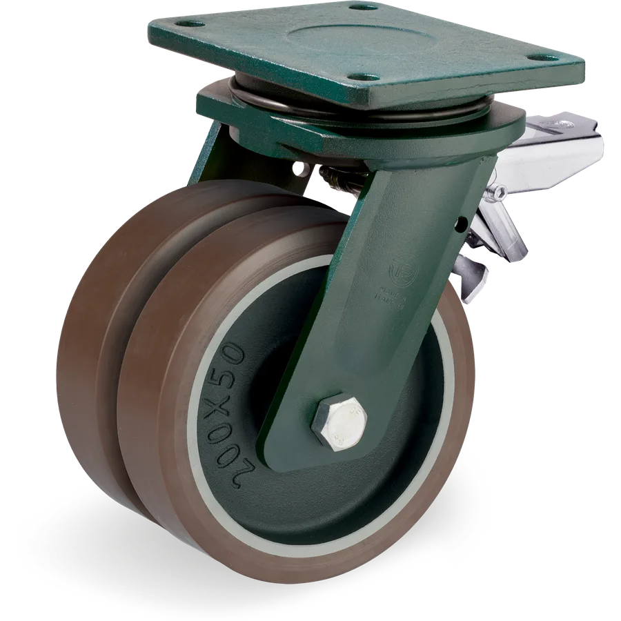 Tellure Rôta 588776 – Rueda giratoria de poliuretano TR-PowerHigh Ø200 mm con freno