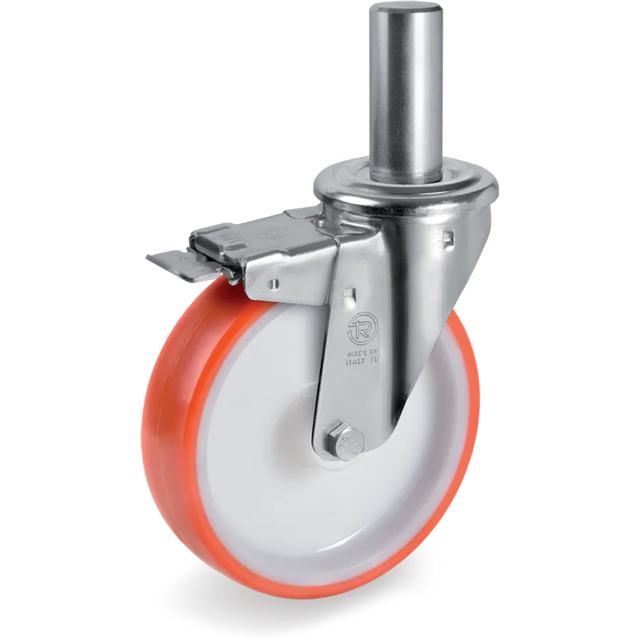 Tellure Rôta 606202 – Rueda giratoria de poliuretano termoplástico Ø100×30 mm con freno
