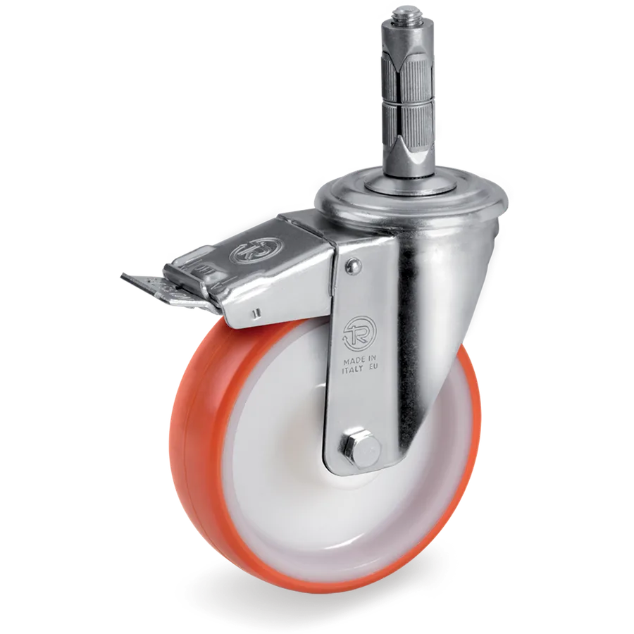 Tellure Rôta 609302 – Rueda giratoria de poliuretano termoplástico Ø100×30 mm con freno