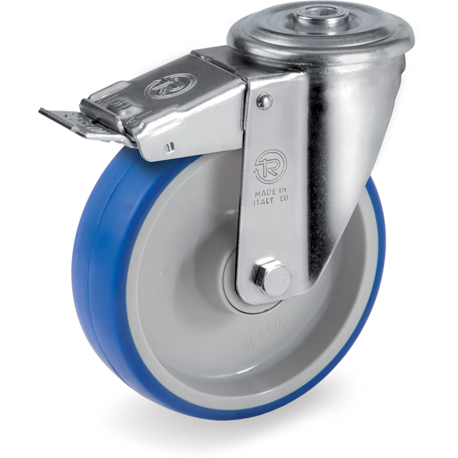 Tellure Rôta 615503 – Rueda giratoria de poliuretano termoplástico Ø125×35 mm con freno