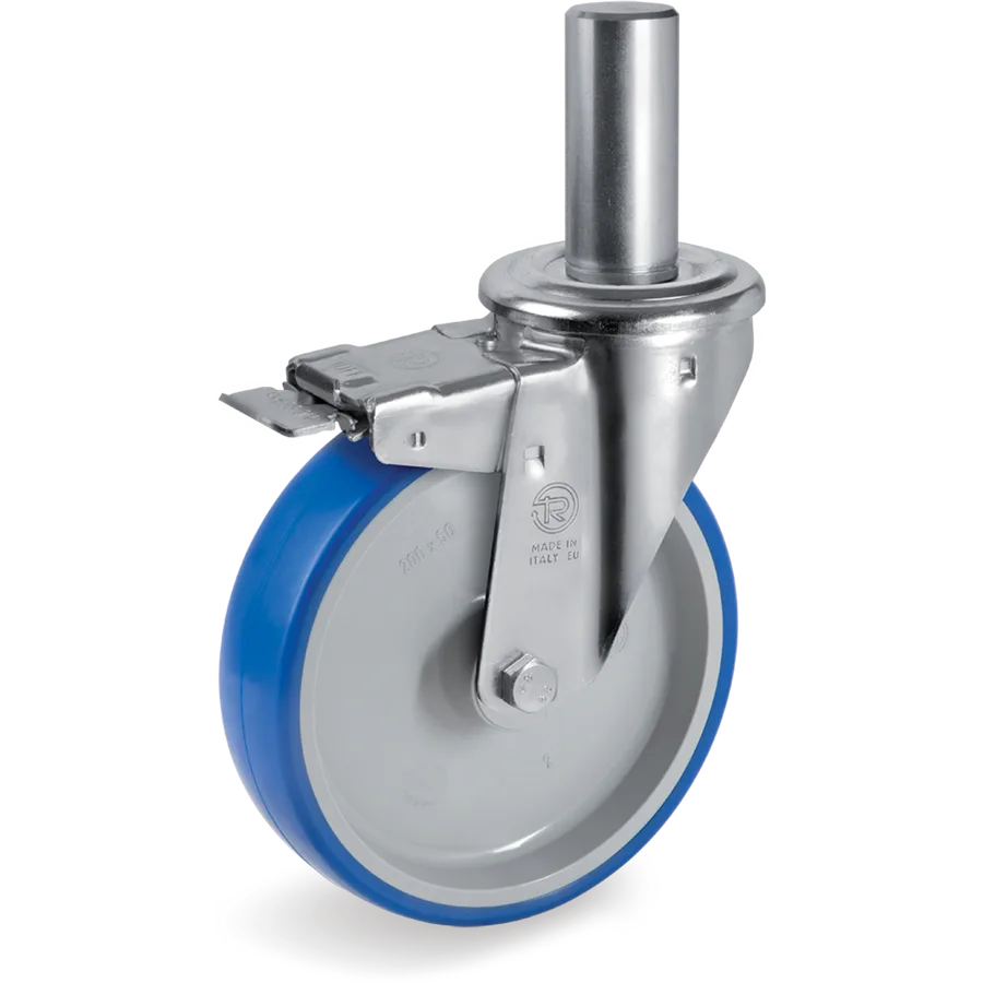 Tellure Rôta 616204 – Rueda giratoria de poliuretano termoplástico Ø150×35 mm con freno