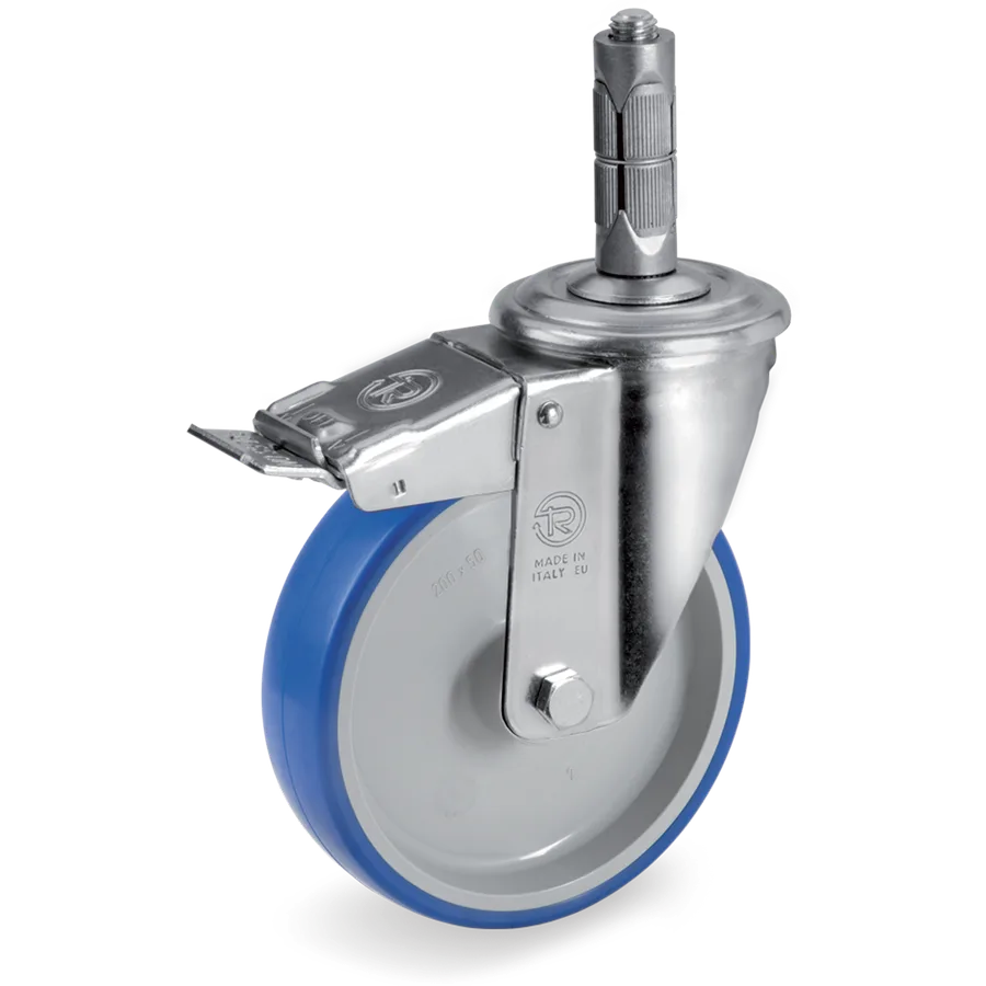 Tellure Rôta 619303 – Rueda giratoria de poliuretano termoplástico Ø125×35 mm con freno
