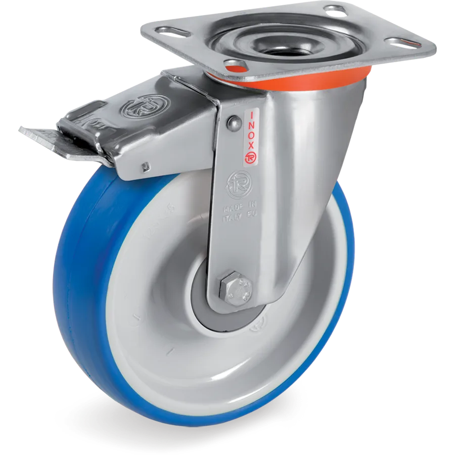 Tellure Rôta 616910 – Rueda giratoria de poliuretano termoplástico Ø160×50 mm con freno