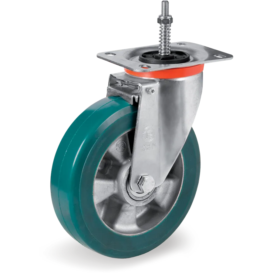 Tellure Rôta 624804 – Rueda giratoria de poliuretano TR-Roll Ø160×50 mm con freno