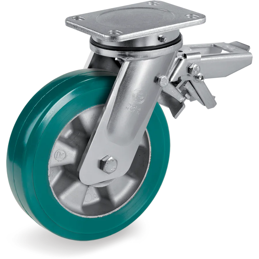Tellure Rôta 628603B4 – Rueda giratoria de poliuretano TR-Roll Ø125×40 mm con freno