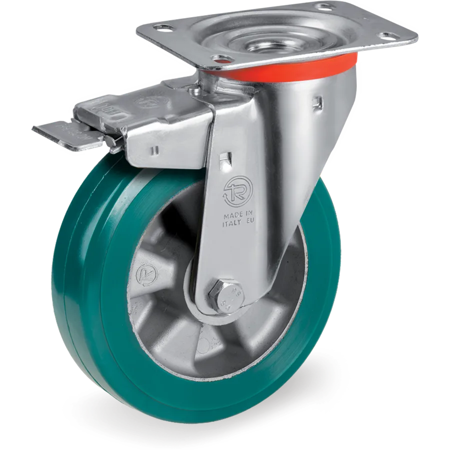Tellure Rôta 627302 – Rueda giratoria de poliuretano TR-Roll Ø100×40 mm con freno
