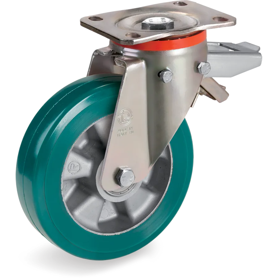Tellure Rôta 627205 – Rueda giratoria de poliuretano TR-Roll Ø180×50 mm con freno
