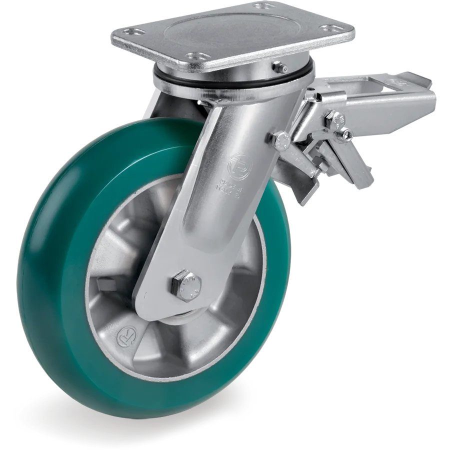 Tellure Rôta 629806B4 – Rueda giratoria de poliuretano TR-Roll Ø200×50 mm con freno
