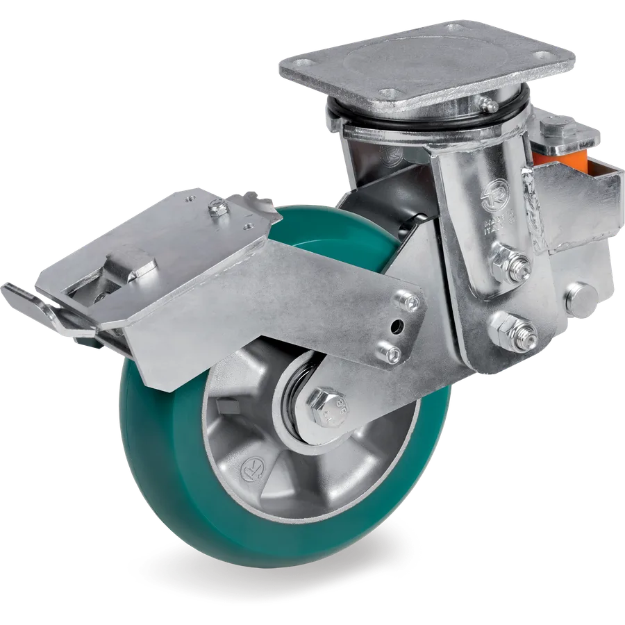 Tellure Rôta 627004 – TR-Roll polyurethane swivel castor Ø160×50 mm with brake