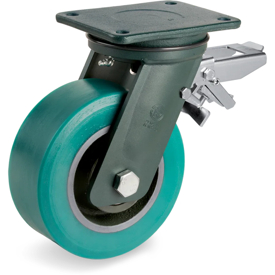 Tellure Rôta 628918 – Rueda giratoria de poliuretano TR-Roll Ø300×78 mm con freno