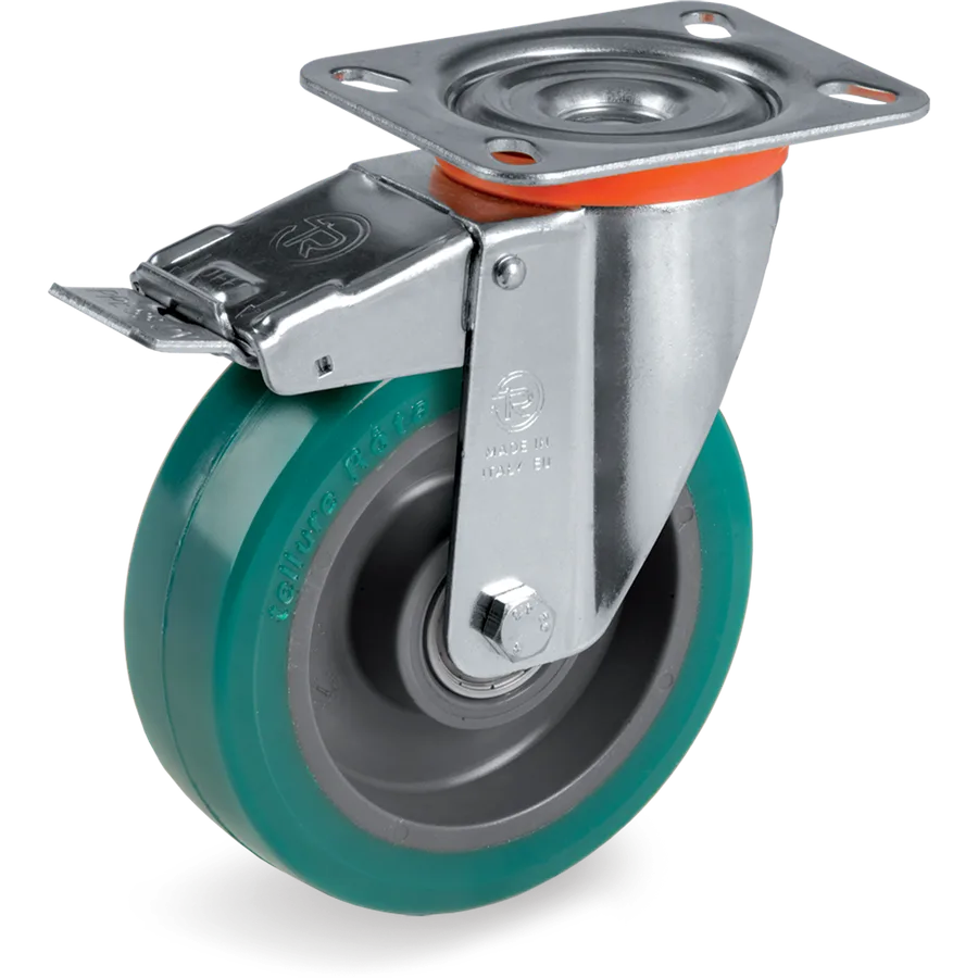 Tellure Rôta 627334 – Rueda giratoria de poliuretano TR-Roll Ø160×50 mm con freno