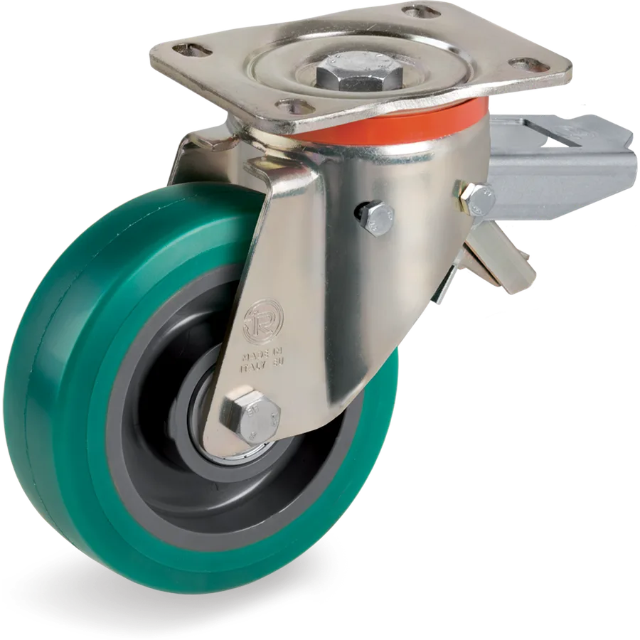 Tellure Rôta 627236 – Rueda giratoria de poliuretano TR-Roll Ø200×50 mm con freno