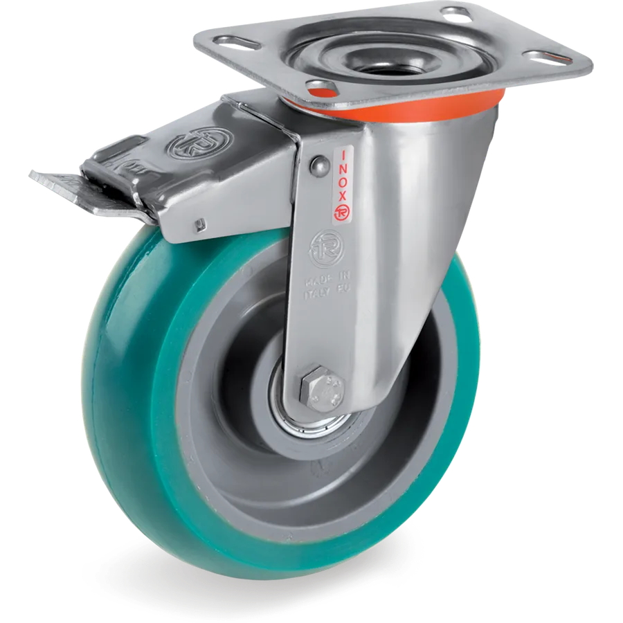 Tellure Rôta 625324 – TR-Roll polyurethane swivel castor Ø160×50 mm with brake