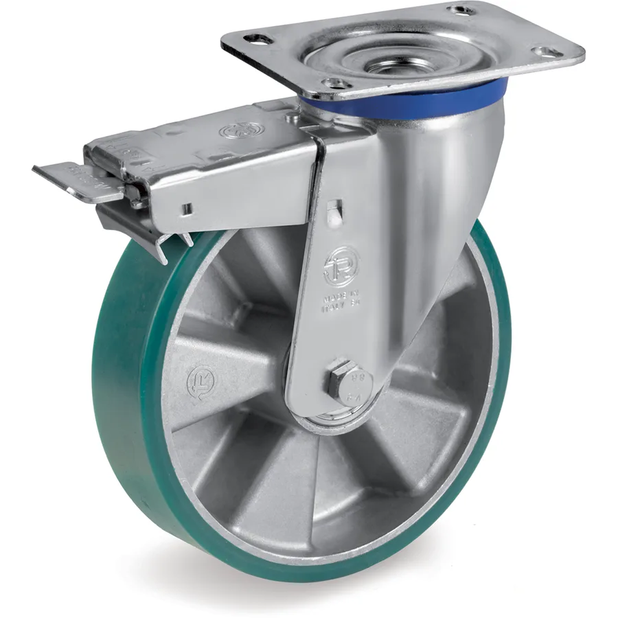 Tellure Rôta 627410 – Rueda giratoria de poliuretano TR-Roll Ø160×50 mm con freno