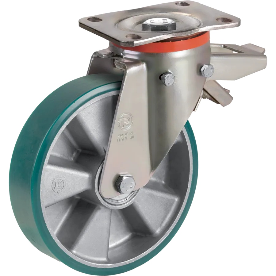 Tellure Rôta 627244 – Rueda giratoria de poliuretano TR-Roll Ø150×40 mm con freno