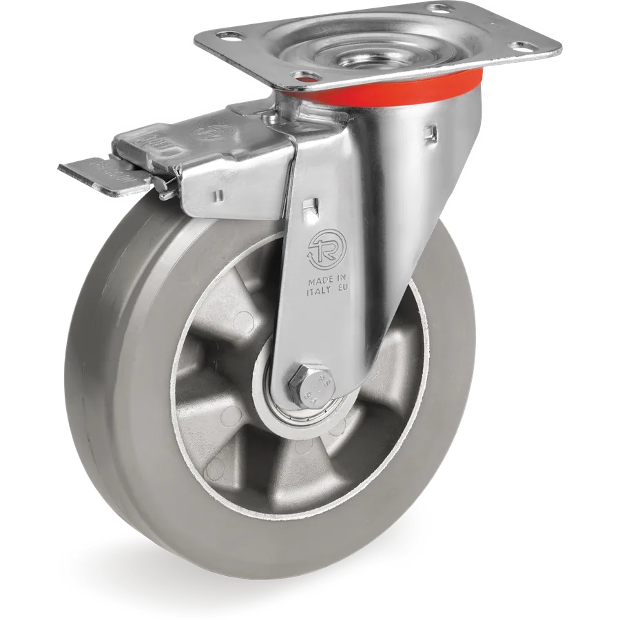 Tellure Rôta 627302ESD – Rueda giratoria de poliuretano TR-Roll ESD Ø100×40 mm con freno