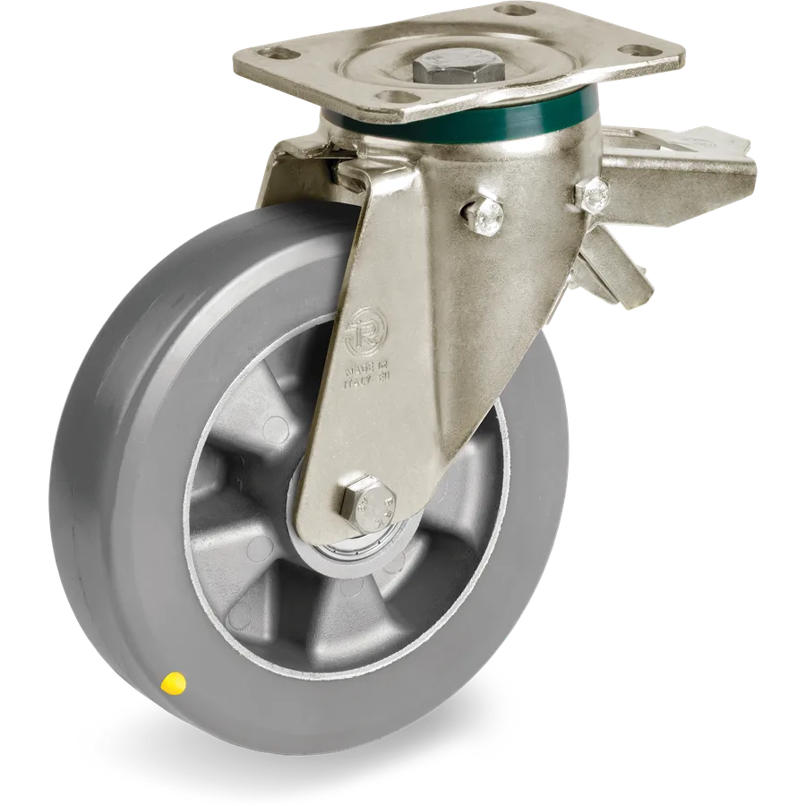 Tellure Rôta 629906ESD – Rueda giratoria de poliuretano TR-Roll ESD Ø200×50 mm con freno