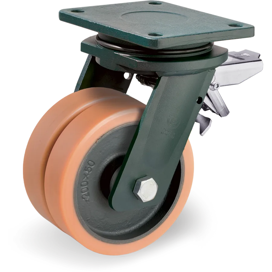 Tellure Rôta 638766 – Rueda giratoria de vulkollan® Ø200 mm con freno