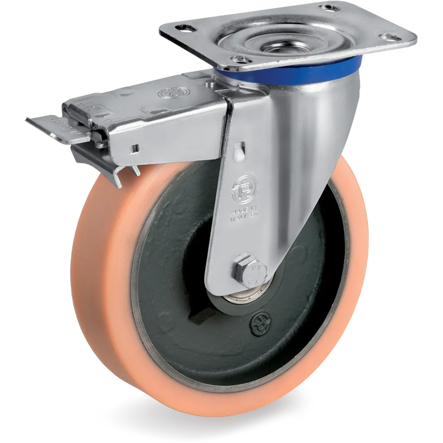 Tellure Rôta 636724 – Rueda giratoria de vulkollan® Ø150×50 mm con freno