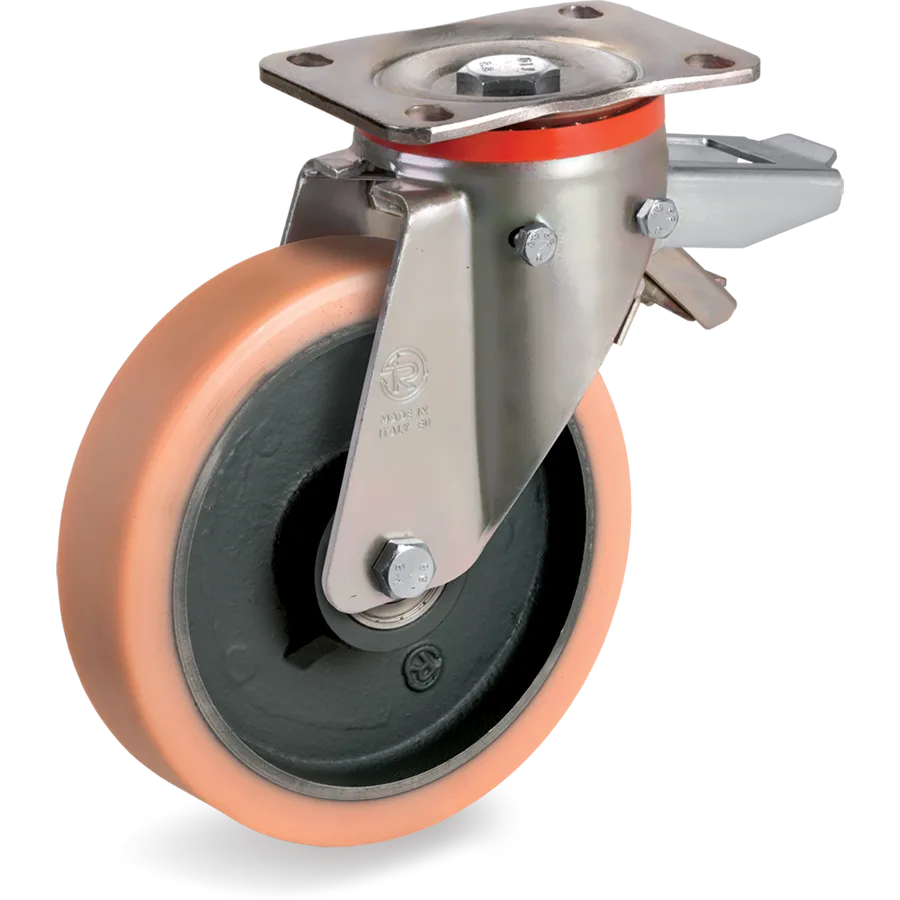 Tellure Rôta 634863 – Rueda giratoria de vulkollan® Ø125×50 mm con freno