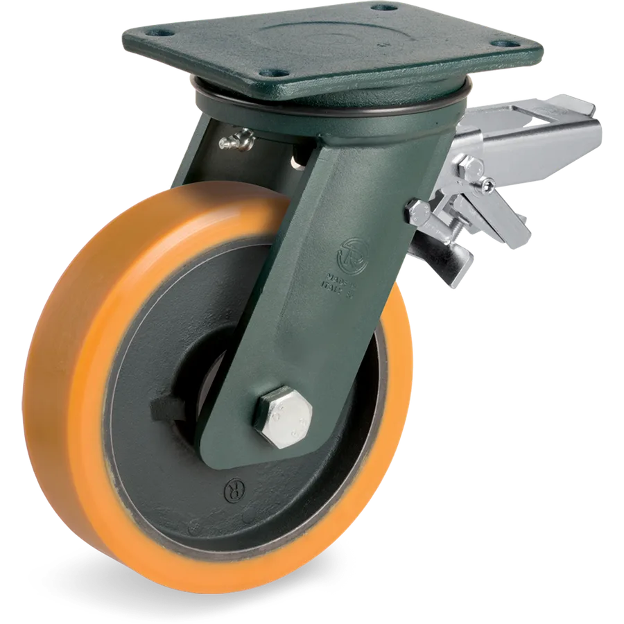 Tellure Rôta 648508 – Rueda giratoria de poliuretano TR Ø300×60 mm con freno