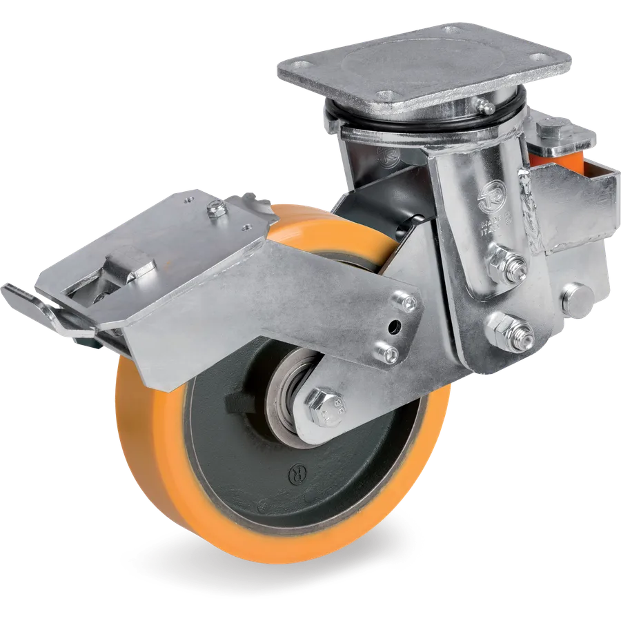 Tellure Rôta 649504 – TR polyurethane swivel castor Ø160×50 mm with brake
