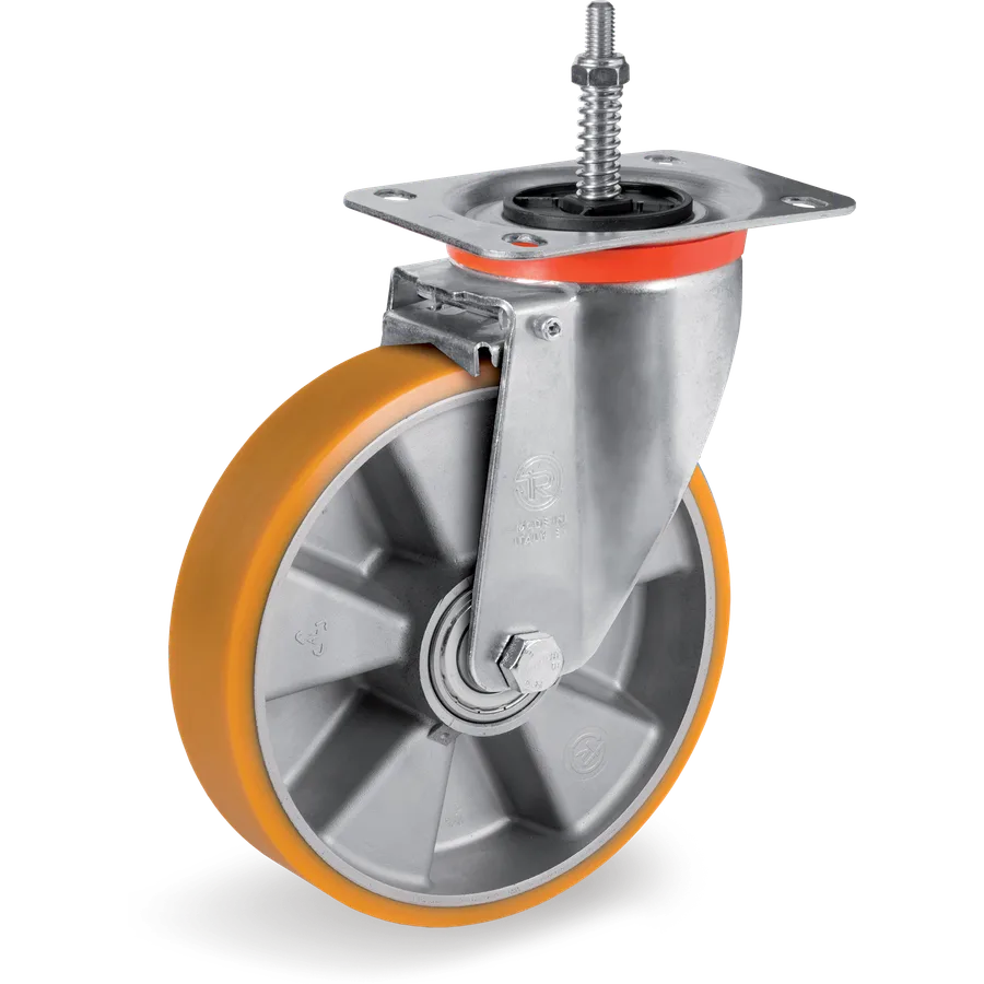Tellure Rôta 654806 – Rueda giratoria de poliuretano TR Ø200×50 mm con freno