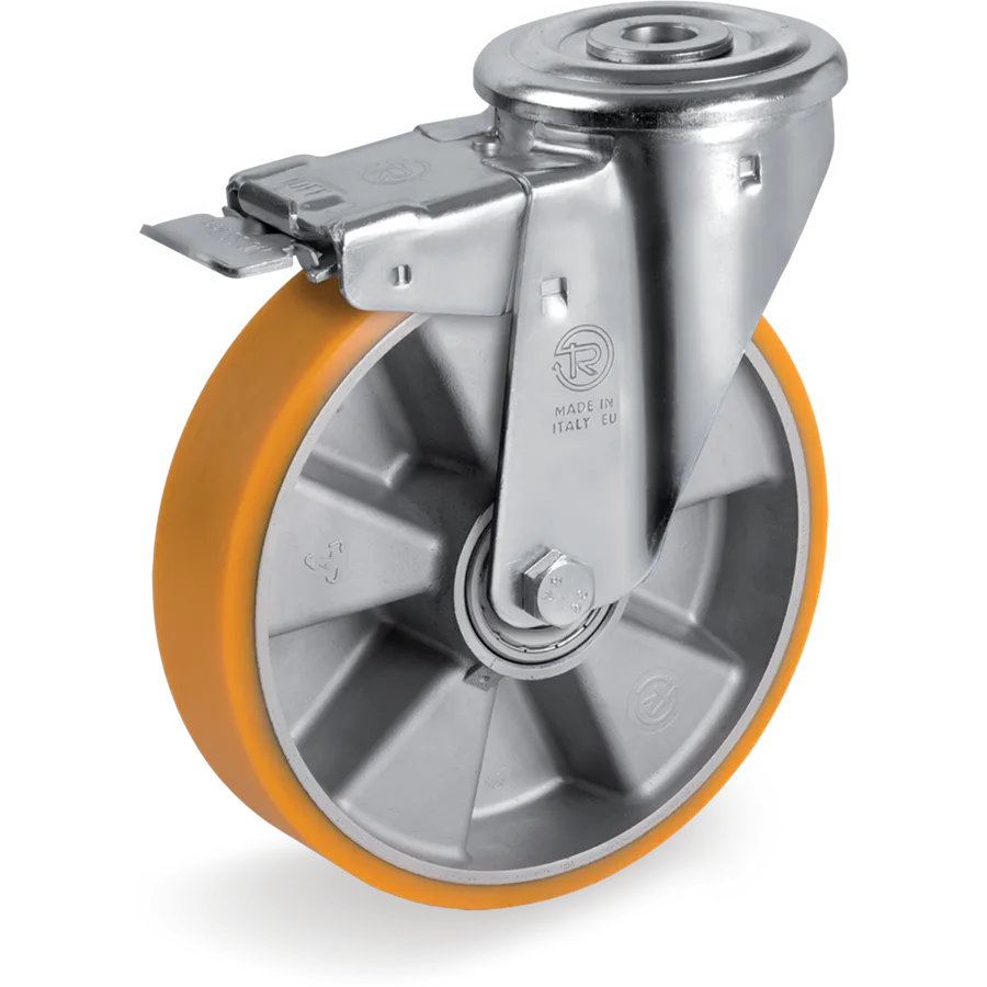 Tellure Rôta 656806 – Rueda giratoria de poliuretano TR Ø200×50 mm con freno