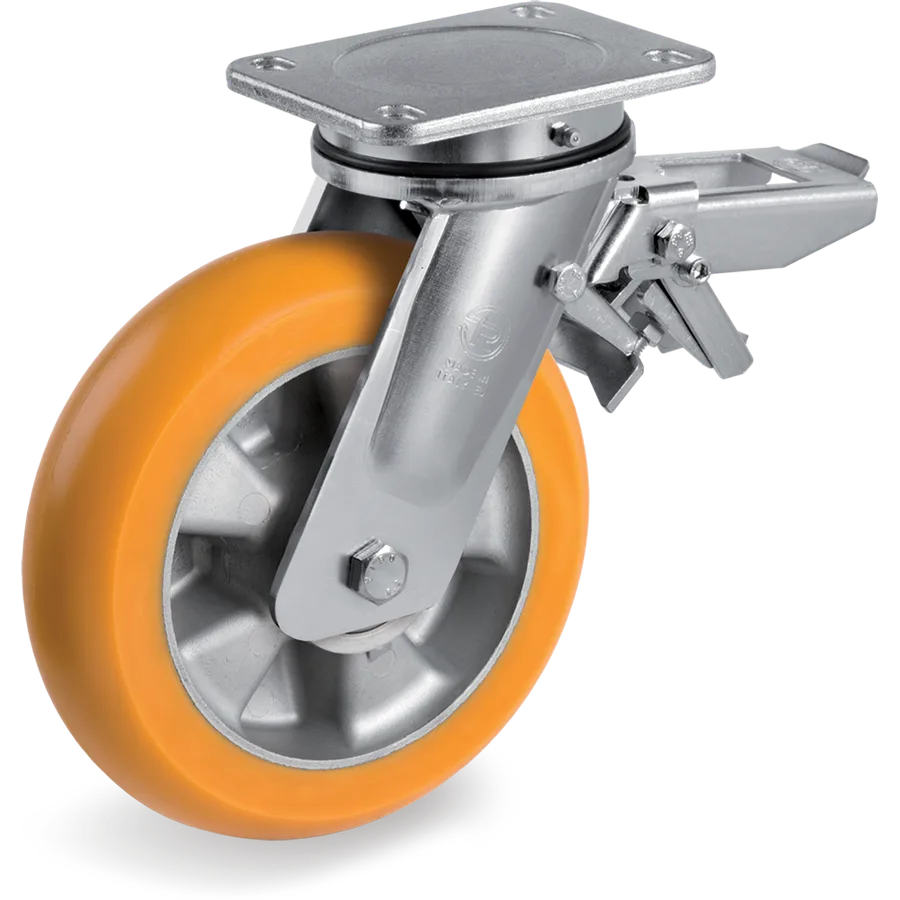 Tellure Rôta 656333 – TR polyurethane swivel castor Ø125×40 mm with brake